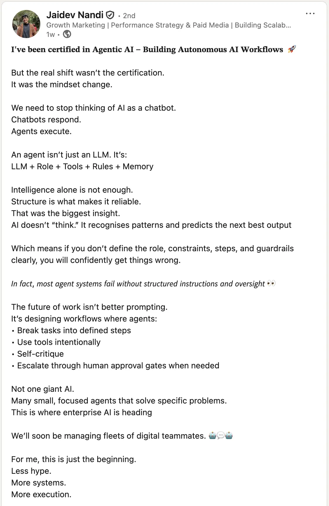 Feeback on Agentic Workshop