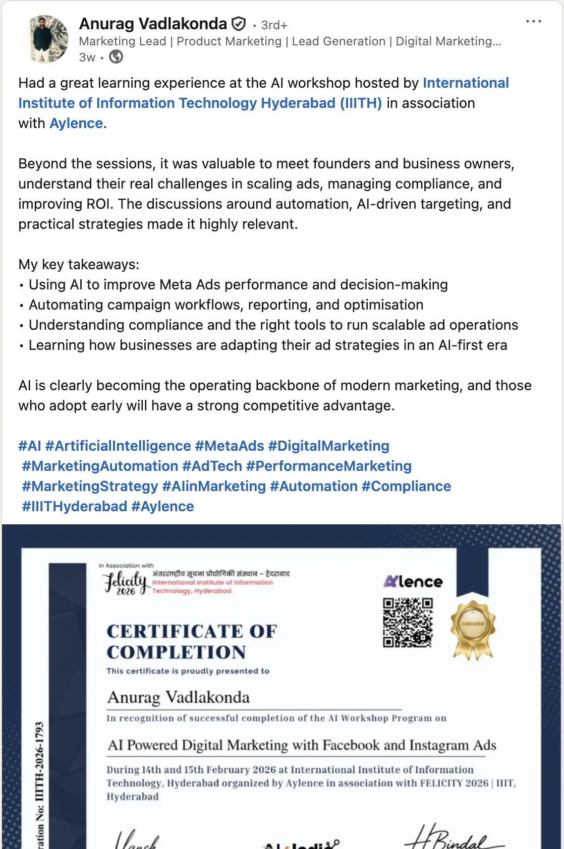 Feedback on Digital Marketing Workshop